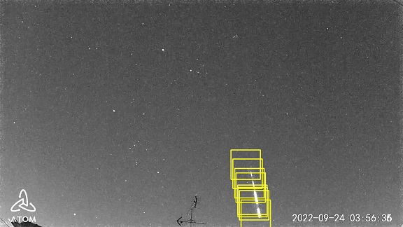 検知画像：ATOM Cam 2に写った明るい流星(2022年09月24日 03:56:35)